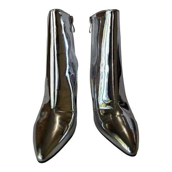 MATIKO Women 7 Lucinda Boots Silver Metallic Mirror Pointed Toe Block Heel NEW - Picture 4 of 11